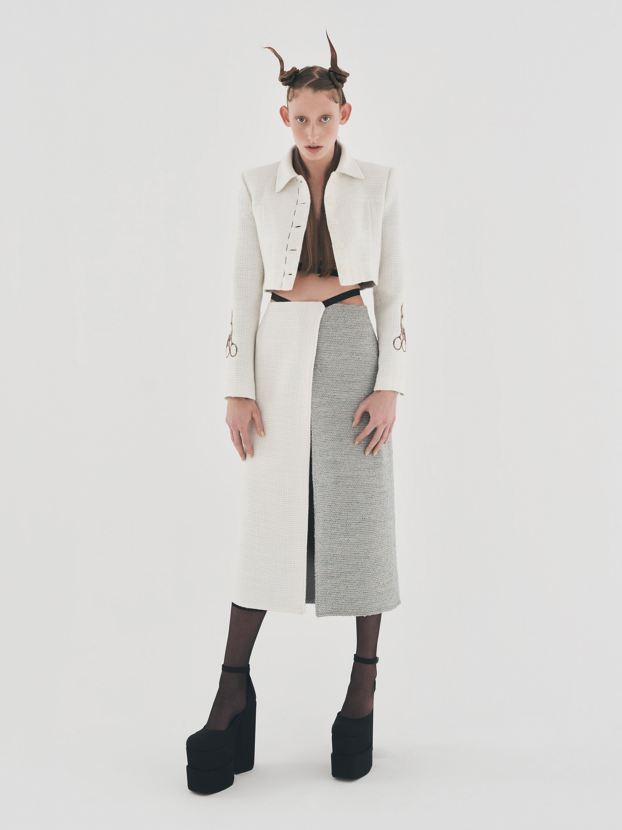 【IONSEOUL】French tweed cropped jacket 5FM0203 Maje Cropped Tweed Jacket | Saks Fifth Avenue